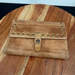Patricia Nash Colli leather trifold wallet with studded detail snap closure